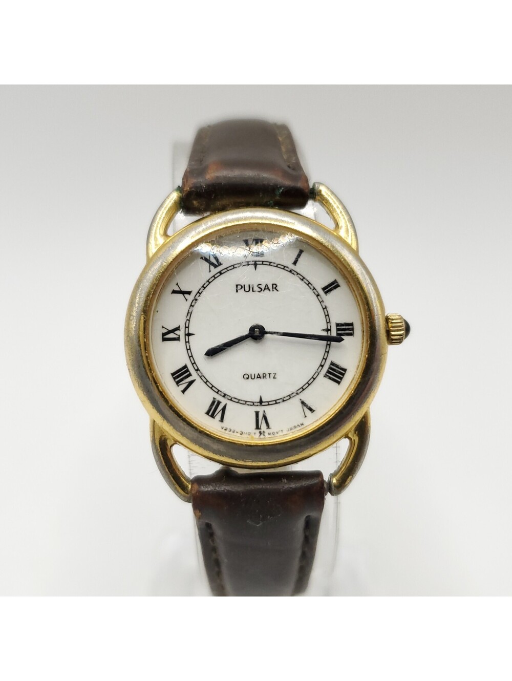 Vintage 1988 Pulsar Womens Watch 24mm Gold Tone Roman Numerals New Battery